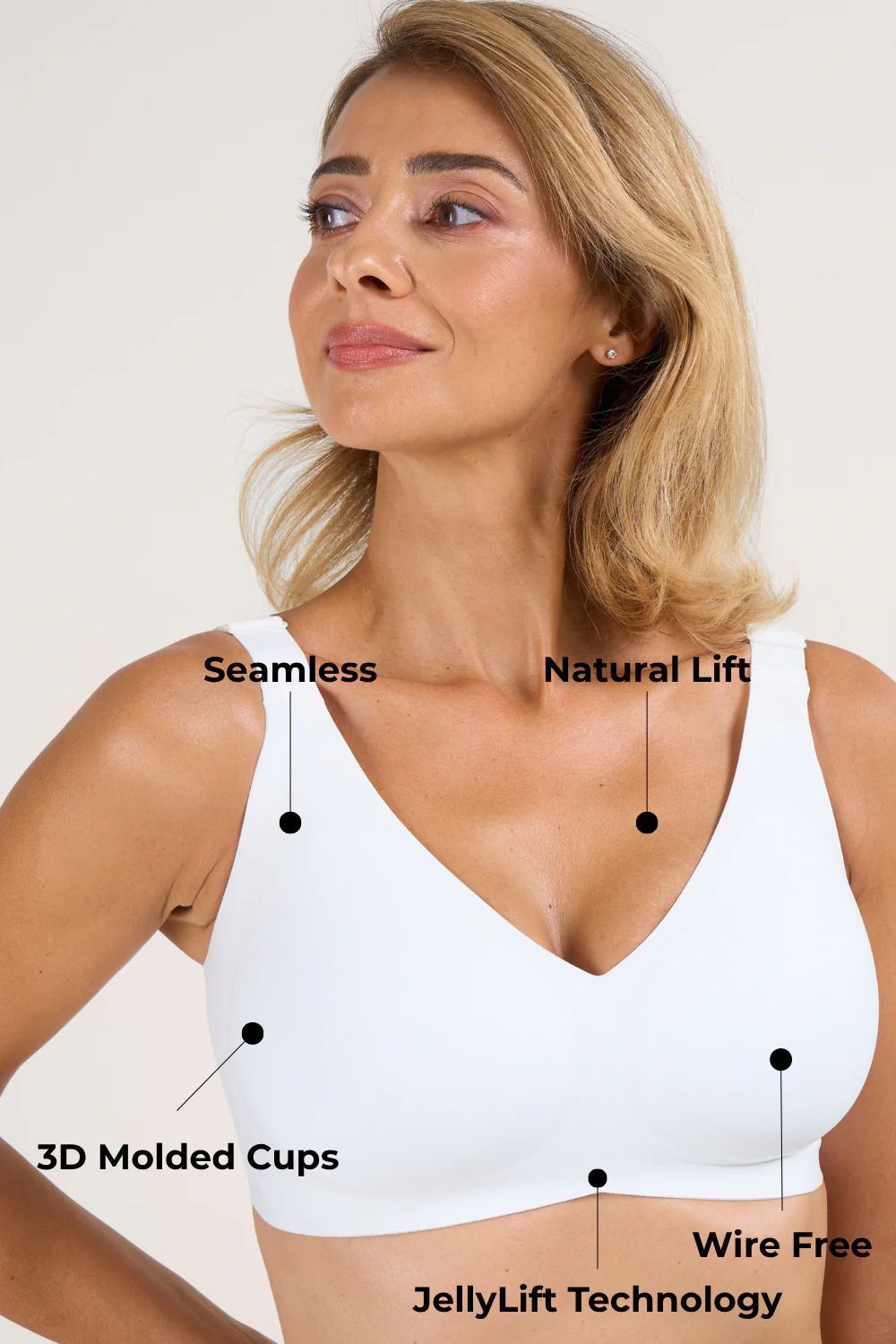 Seamless V-Neck Wireless Full Support Jelly Bra