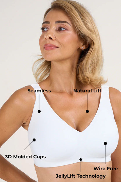 Seamless V-Neck Wireless Full Support Jelly Bra
